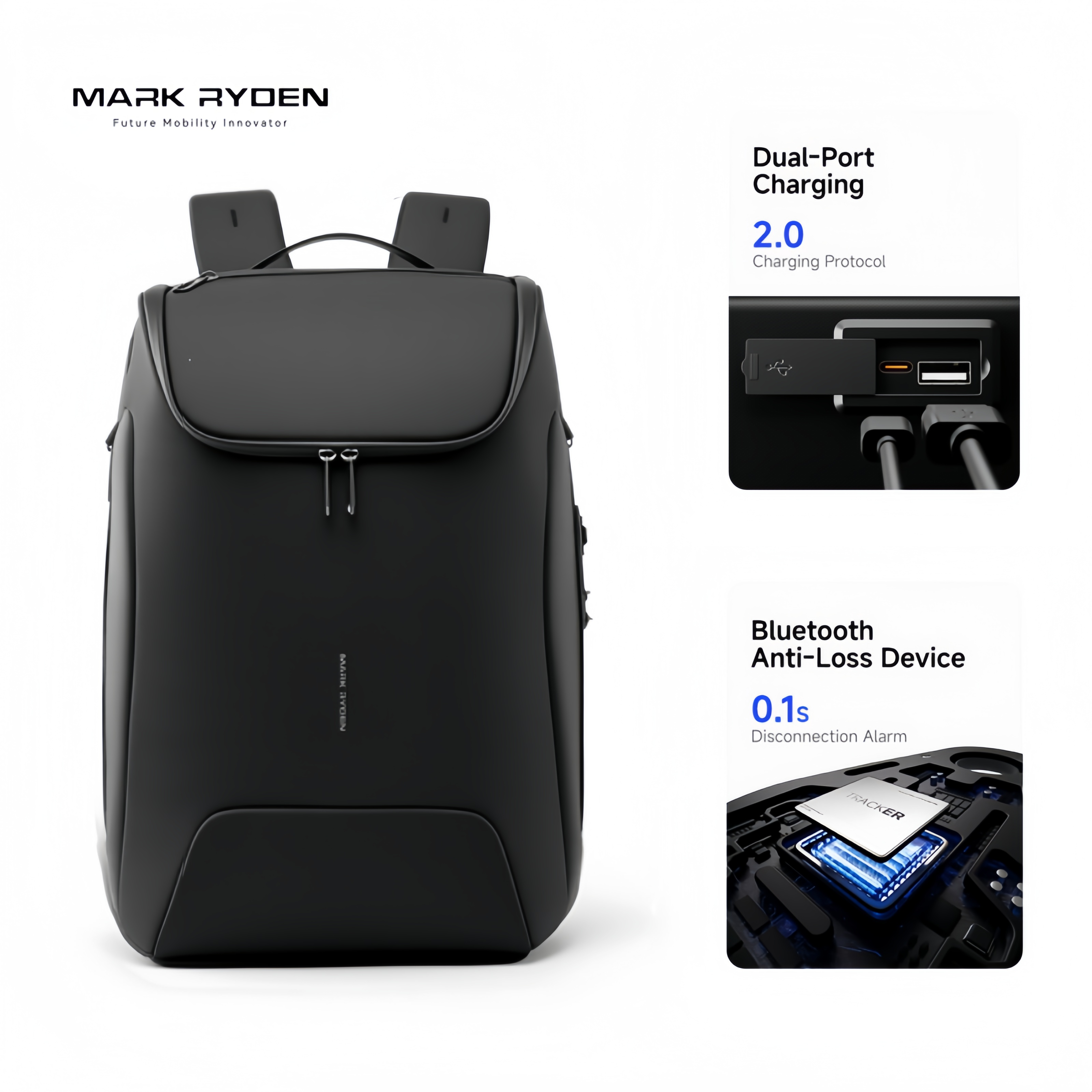 Travel Backpack Anti Theft - MARK RYDEN 31L Inteligentny męski plecak