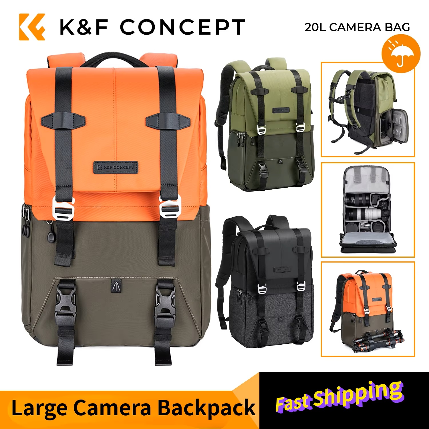 Laptop Backpack 15.6 - Plecak fotograficzny K&F CONCEPT, torba podróżna