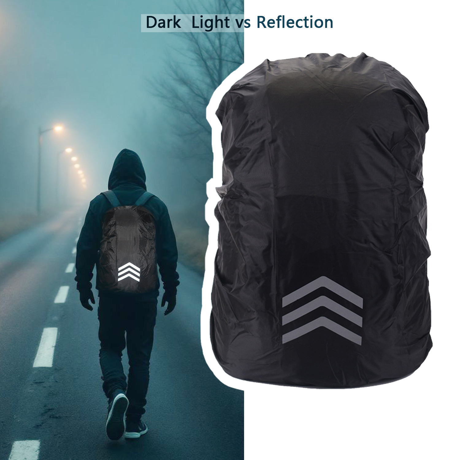 Rain Cover Backpack - Wodoodporny pokrowiec na plecak 10-55L, odblaskowa