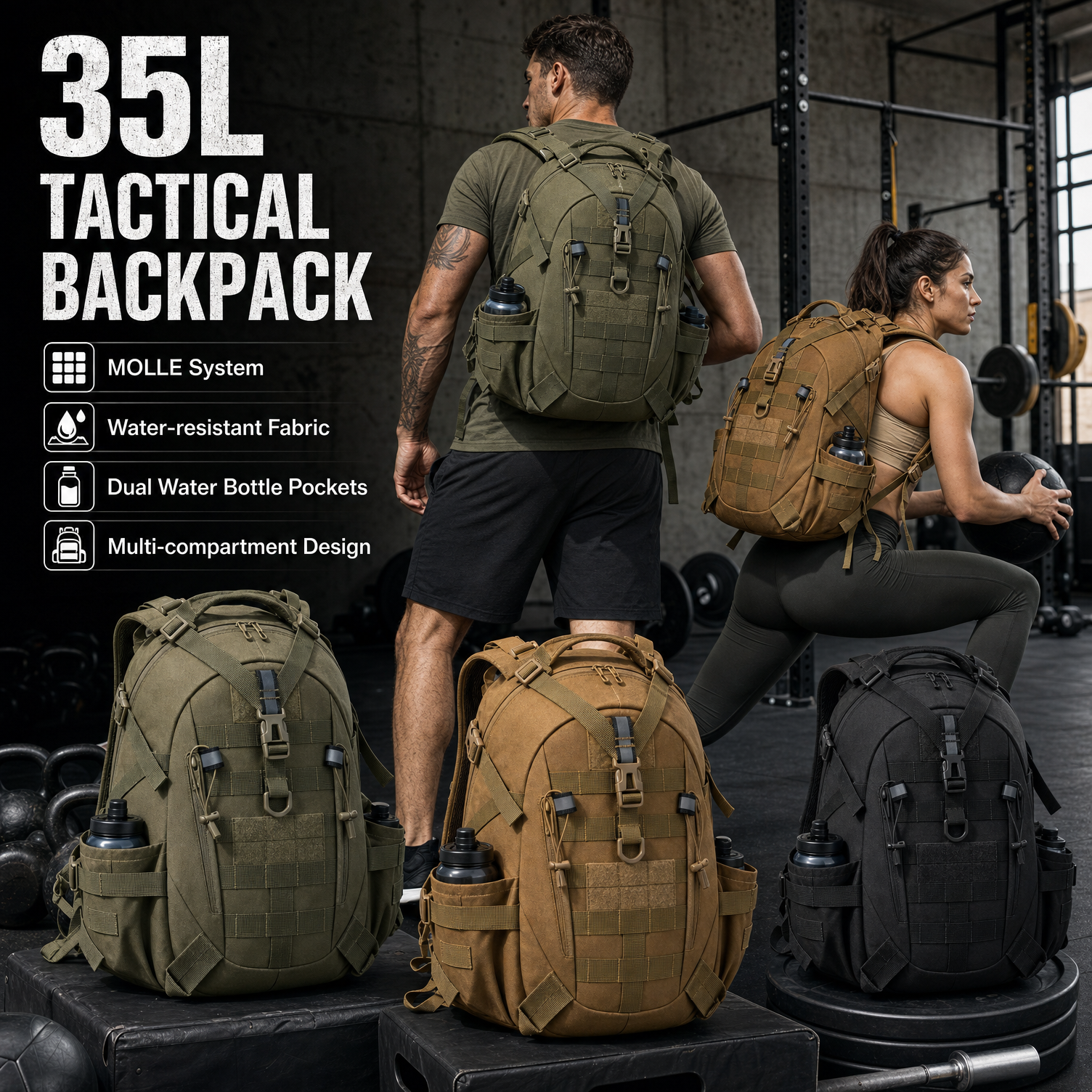Rucksack Military Style - 35L Taktyczny plecak sportowy dla mężczyzn