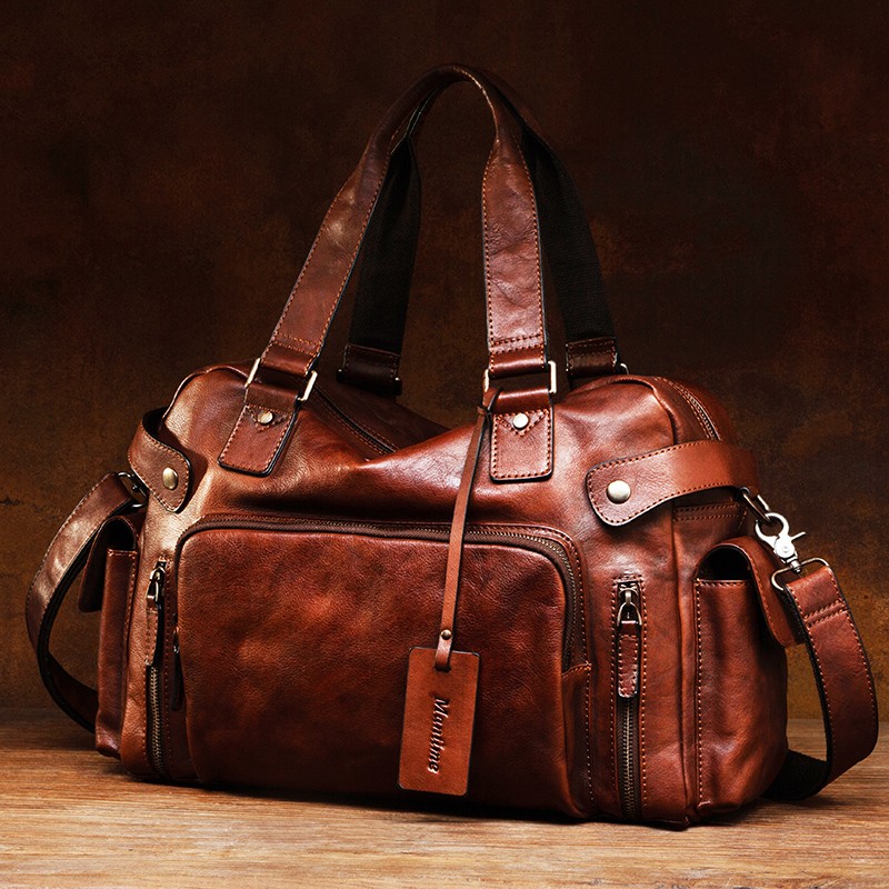 Leather Backpack Vintage - Vintage torba męska z gumką ze