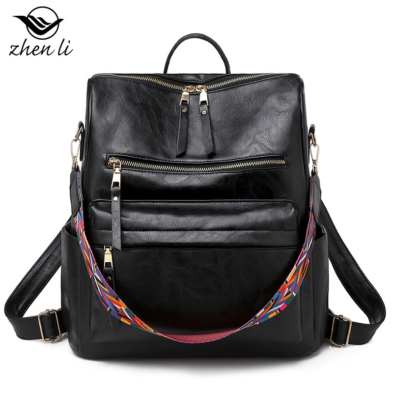 Leather Backpack Vintage - Damski plecak ze skóry PU, vintage,