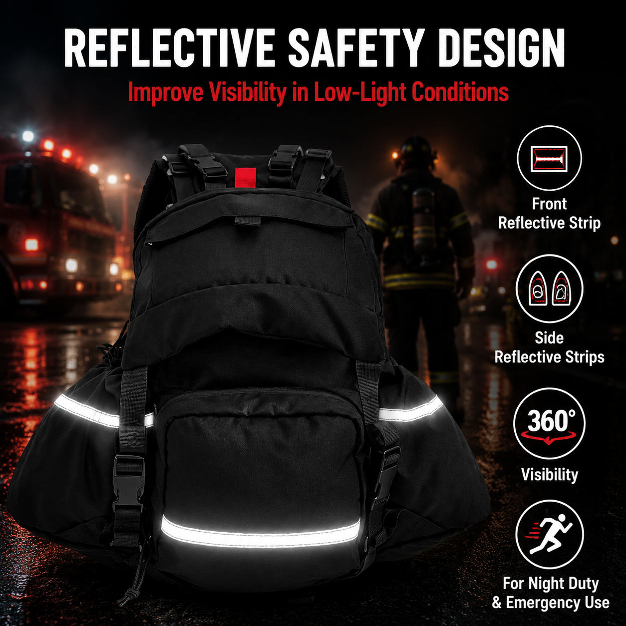 Rucksack Military Style - Plecak do przechowywania sprzętu strażackiego, czarny,