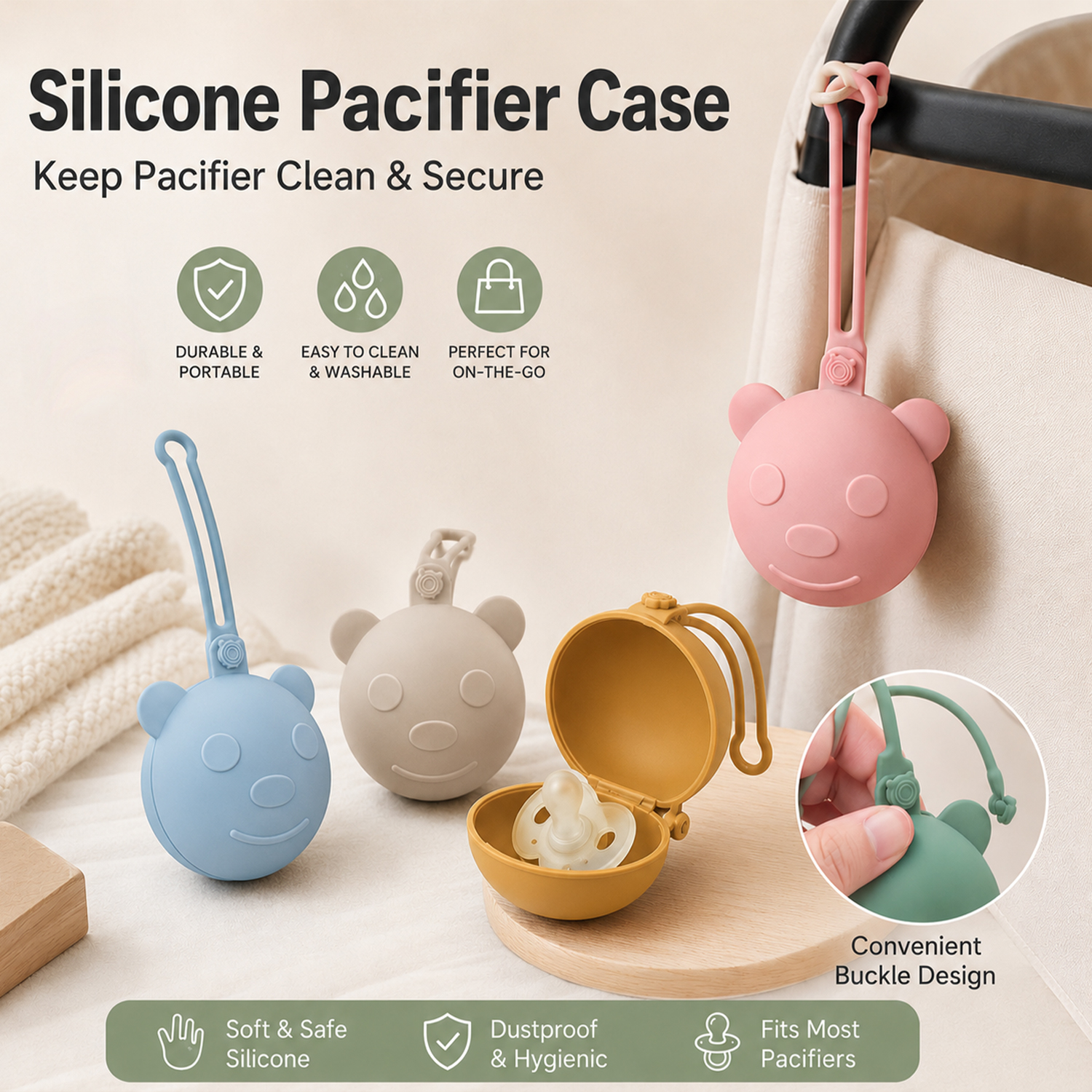 Backpack Diaper Bag - Przenośne silikonowe pudełko na smoczek w