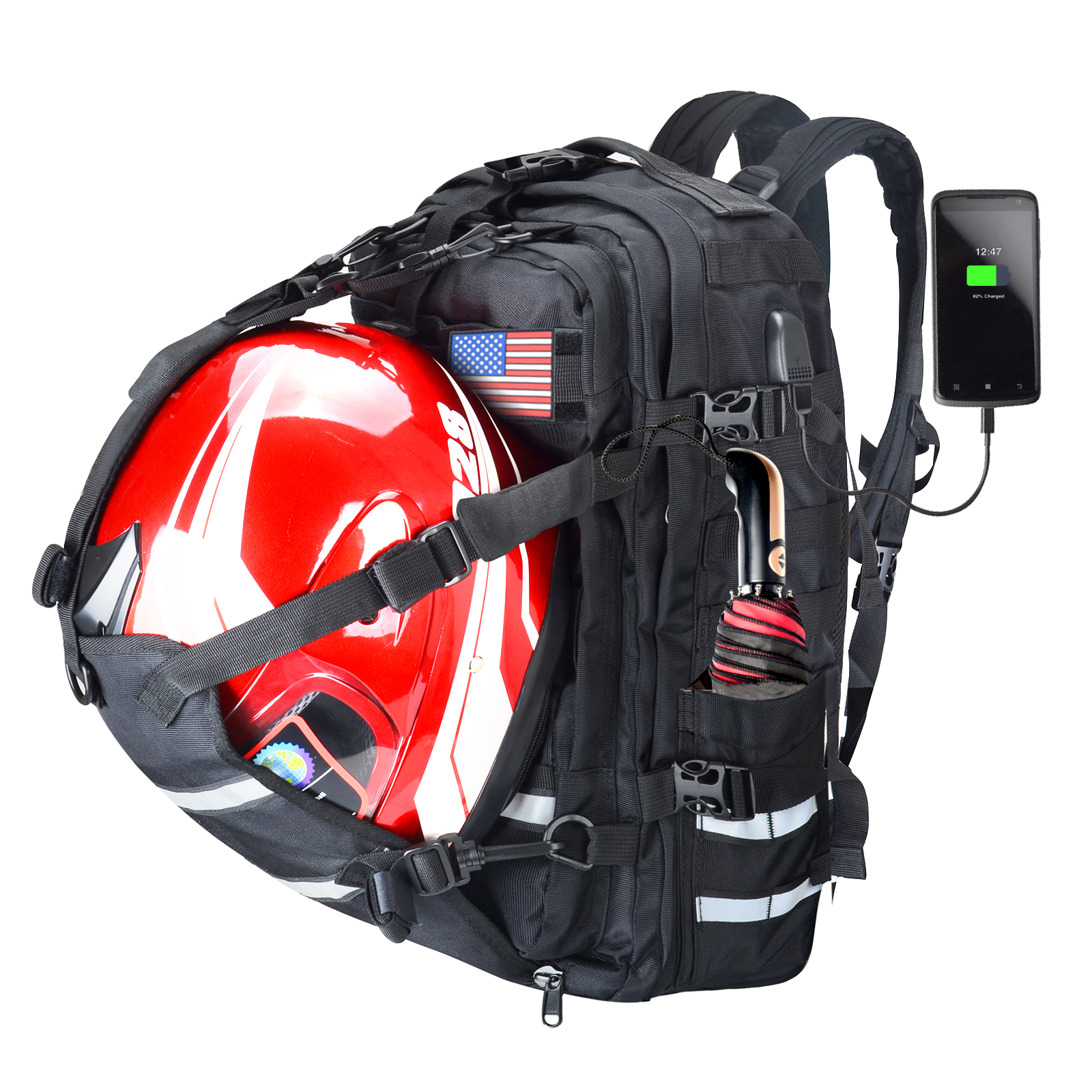 Rucksack Military Style - Plecak na kask motocyklowy Wodoodporny Duża