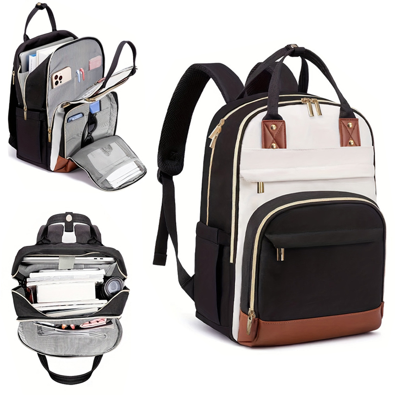 Canvas Backpack Casual - Damski wielokolorowy plecak z regulowanymi paskami