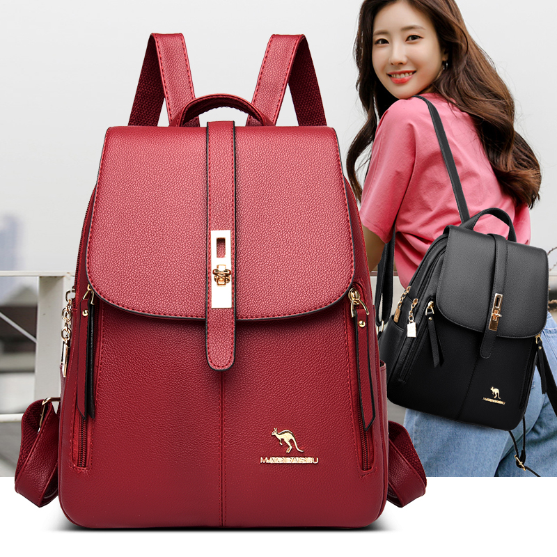 Leather Backpack Vintage - Luksusowe damskie skórzane plecaki dla dziewczynek