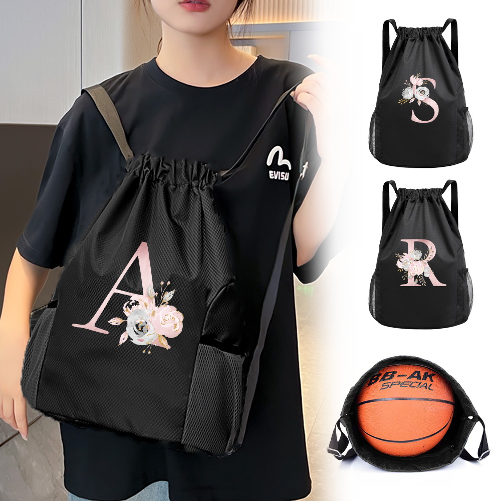 Drawstring Gym Bag - Czarna torba ze sznurkiem, plecak na