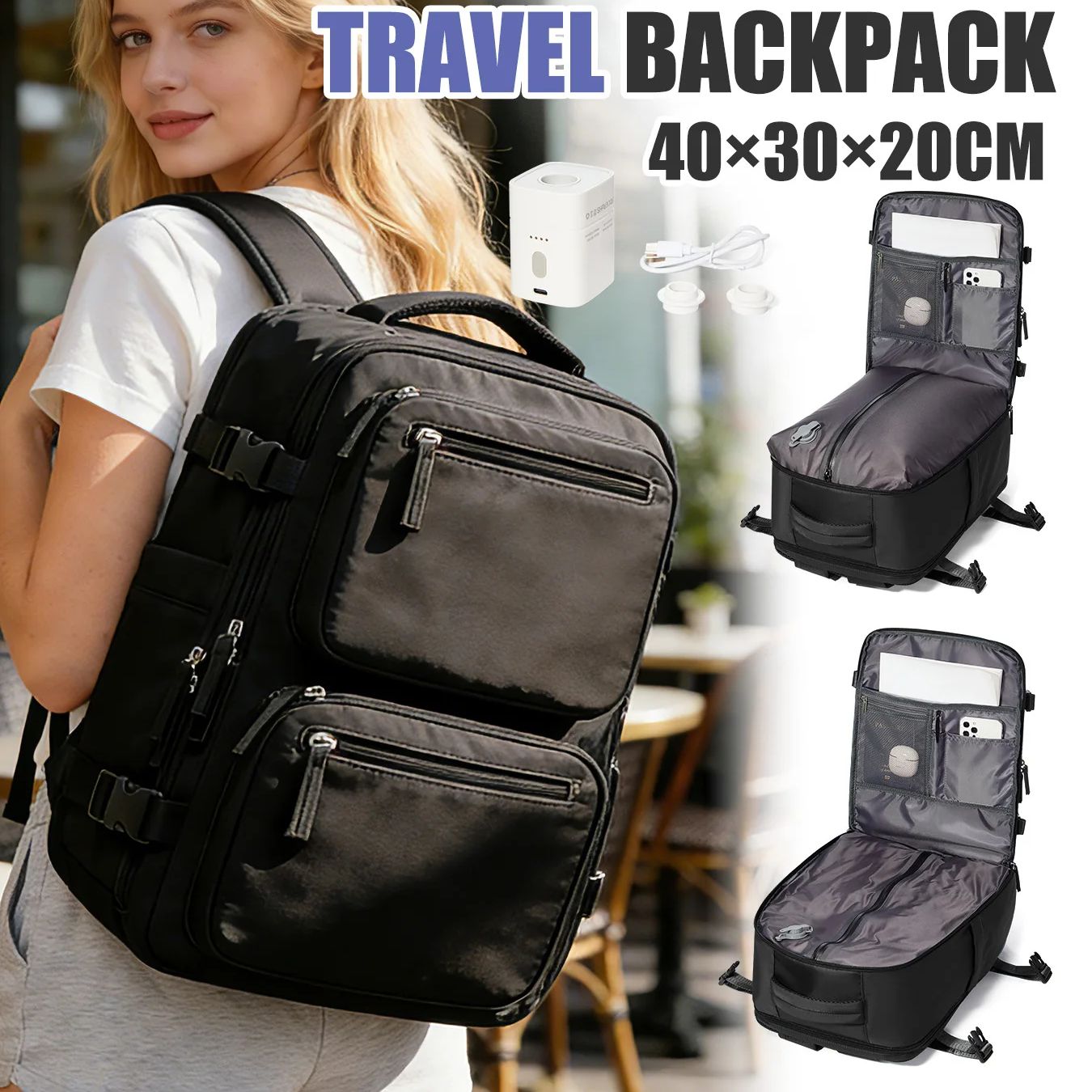Fashion Backpack Women - Damski plecak, plecak z pompką, bagaż