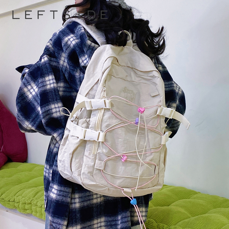 School Backpack Teen - LEFTSIDE Damskie plecaki nylonowe 2025 Nowość
