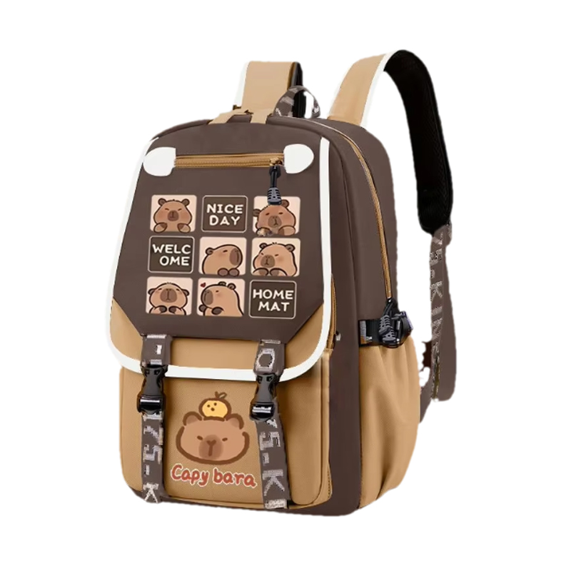 Kawaii Capybara stylowy Khaki  – School Backpack Teen recenzja i cena