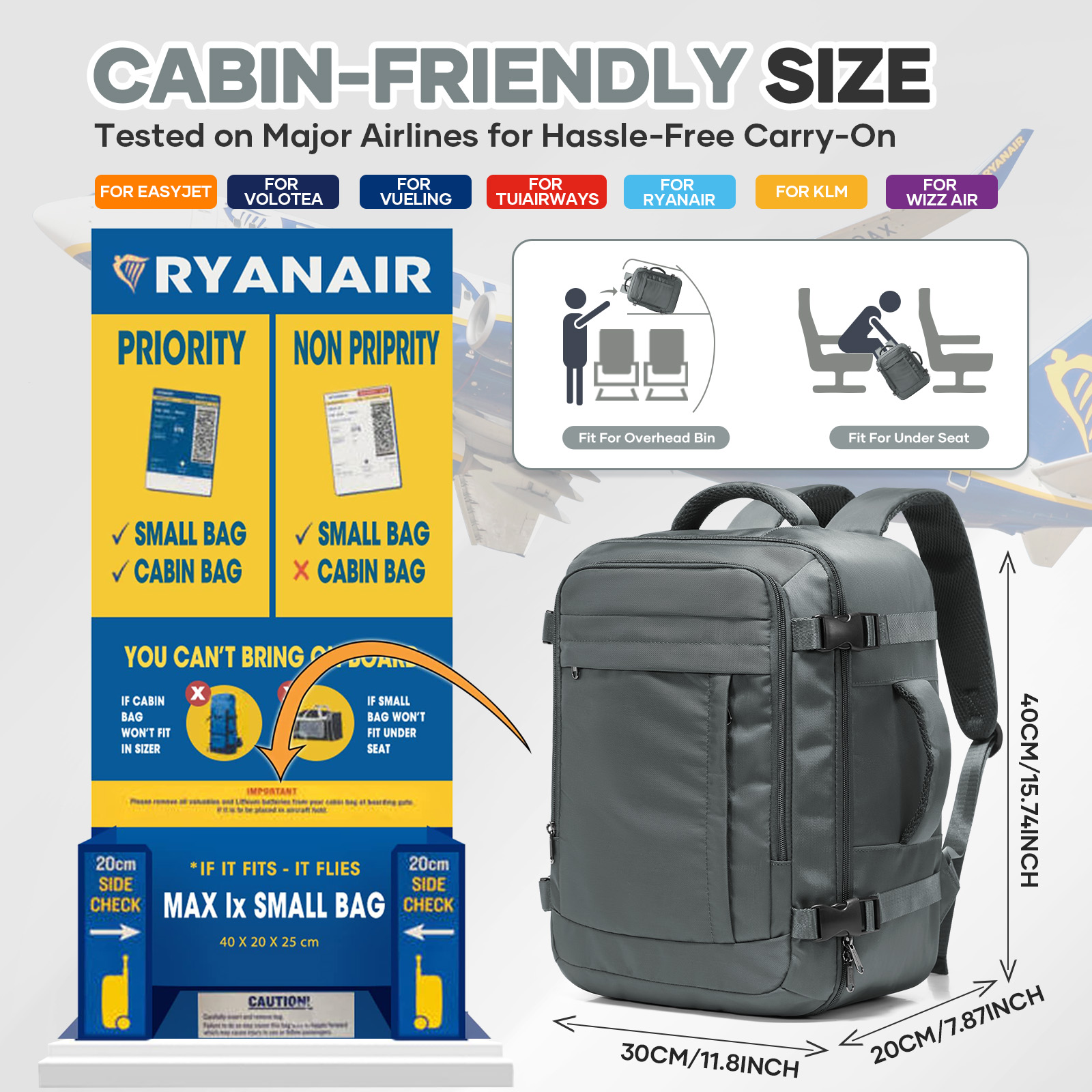 Torby podręczne Ryanair 40x30x – Canvas Backpack Casual recenzja i cena