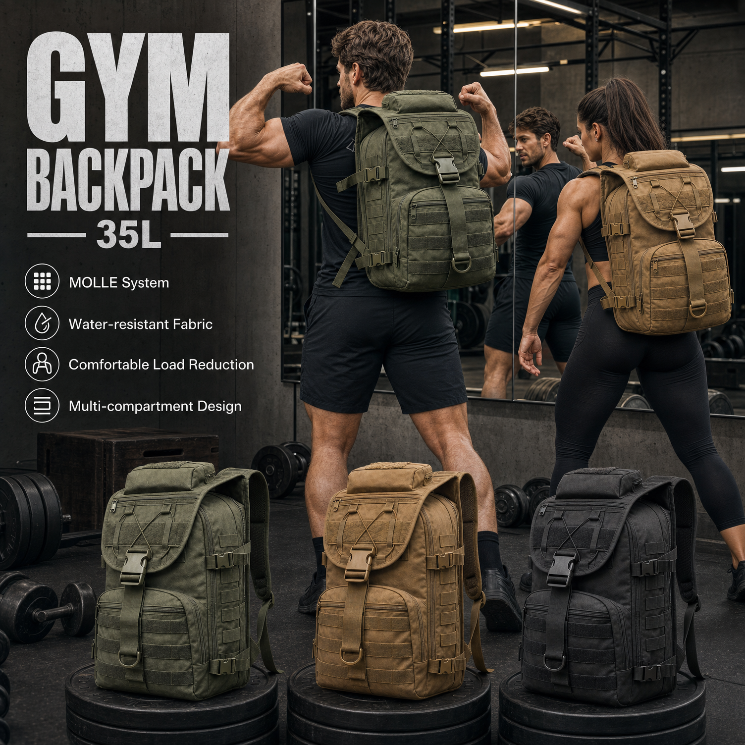 Plecak treningowy 35L dla mężc – Rucksack Military Style recenzja i cena