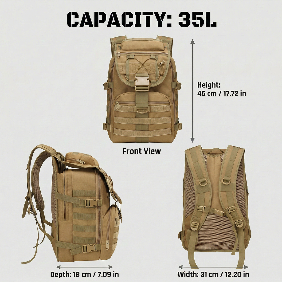 Plecak treningowy 35L dla mężc – Rucksack Military Style recenzja i cena